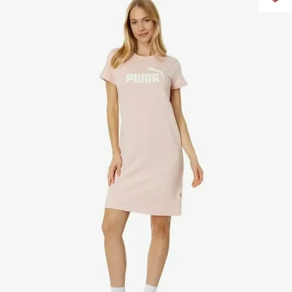 Puma | Dresses | Puma Essentials Logo Dress Women Large Pink Athleisure  Stretch Active T Shirt | Poshmark